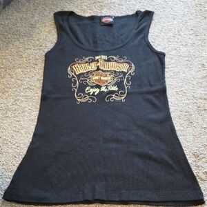 Harley-Davidson Black Tank with Gold Logo and Script